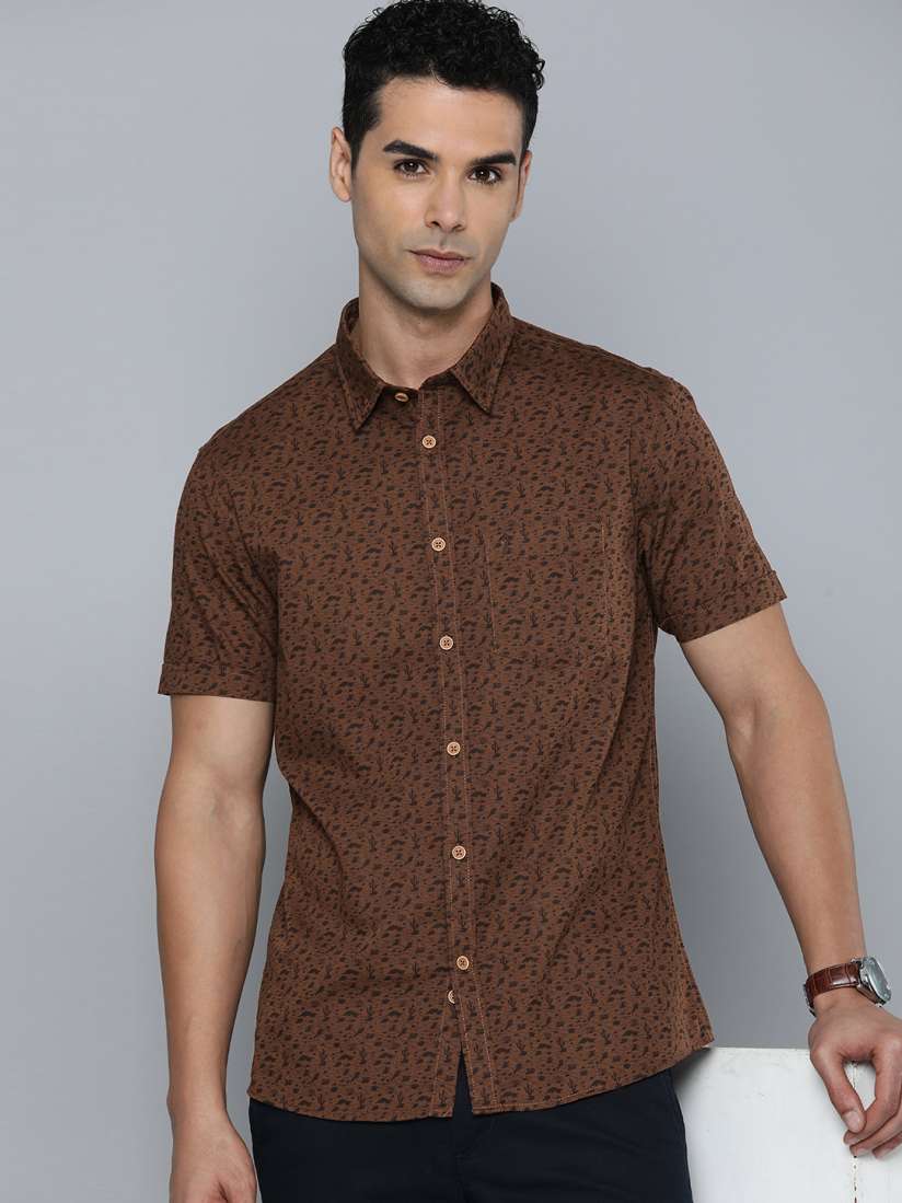 Buy Indian Terrain Pure Cotton Classic Slim Fit Tropical Printed Casual Shirt Shirts for Men 24084042 Myntra