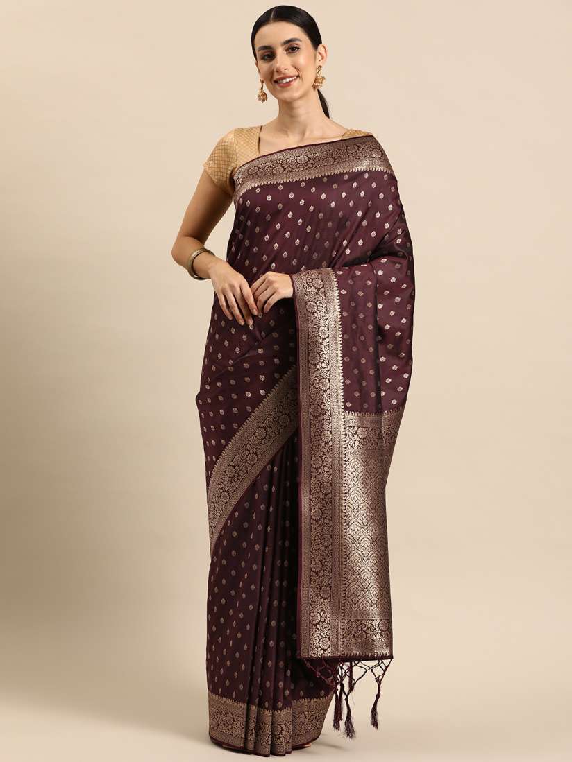 Buy Ishin Ethnic Motifs Zari Silk Blend Banarasi Saree Sarees for Women 24087996 Myntra