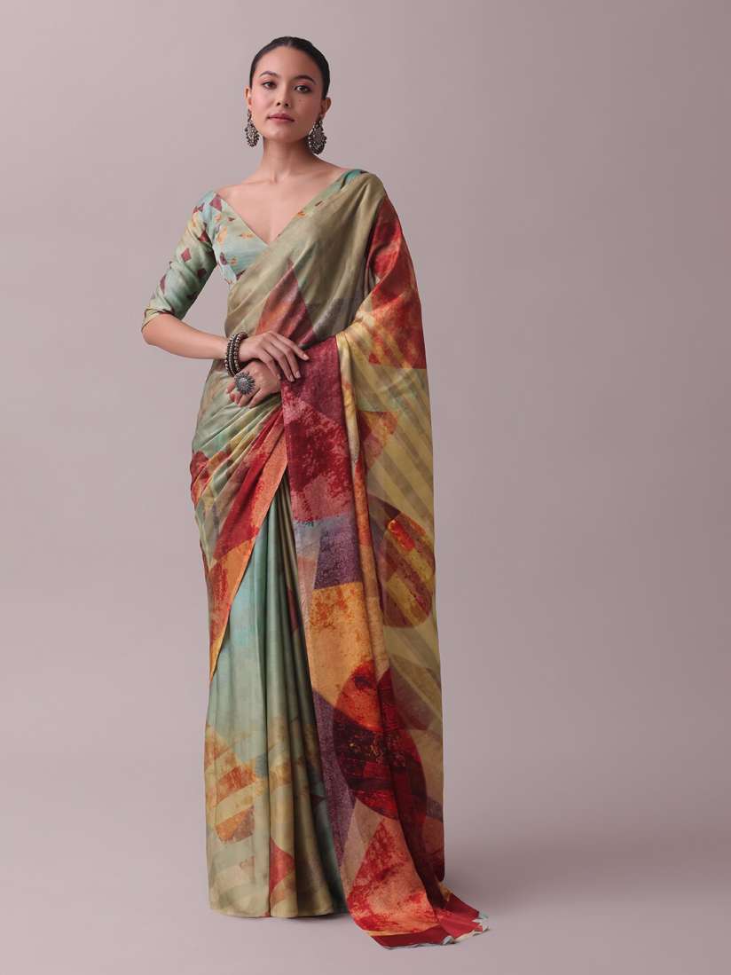 Buy KALKI Fashion Abstract Printed Satin Saree Sarees for Women 24097008 Myntra