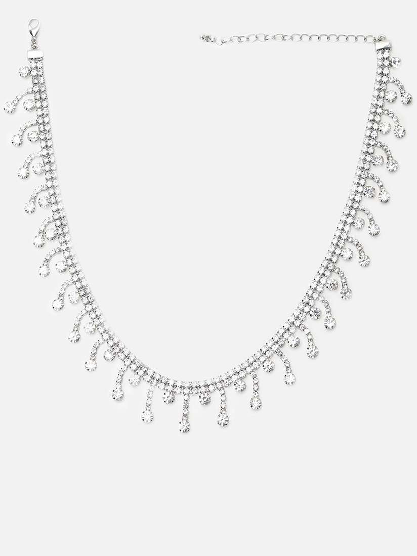 Buy FOREVER 21 Silver-Toned White Silver Silver-Plated Necklace