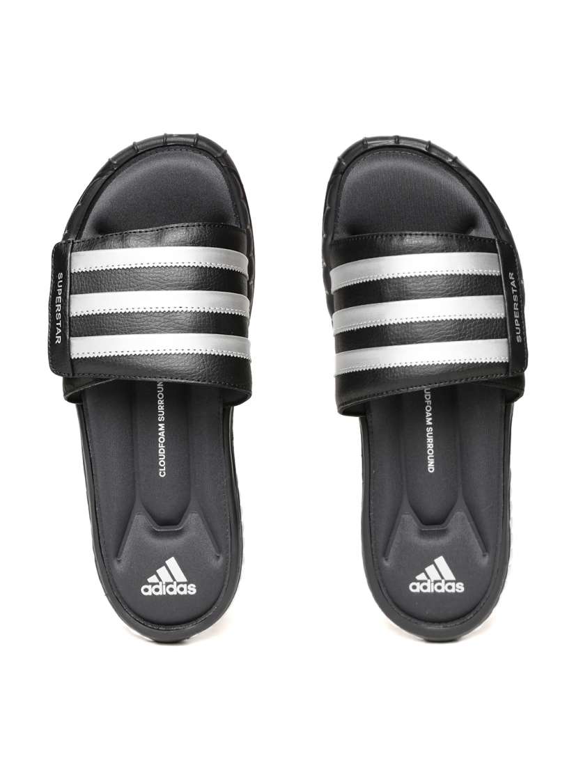 Buy ADIDAS Men Black Silver Toned Superstar 3G Striped Sliders Flip Flops for Men 2410171 Myntra
