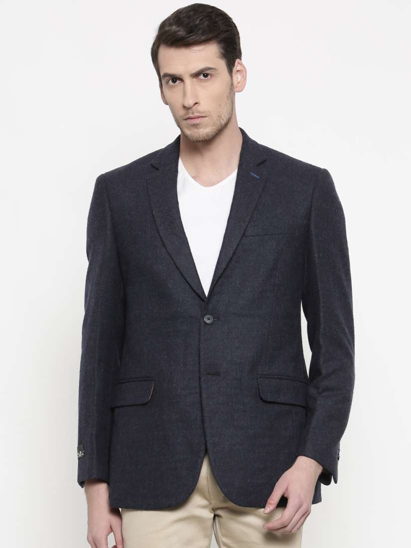 Buy ColorPlus Navy Custom Fit Solid Tailored Fit Casual Blazer Blazers for Men 2410616 Myntra