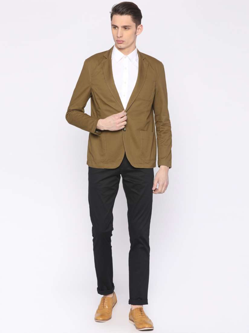 Buy Parx Khaki Slim Fit Single Breasted Casual Blazer Blazers for Men 2410887 Myntra
