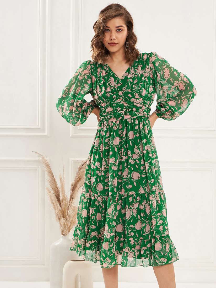 Myntra green dress on sale