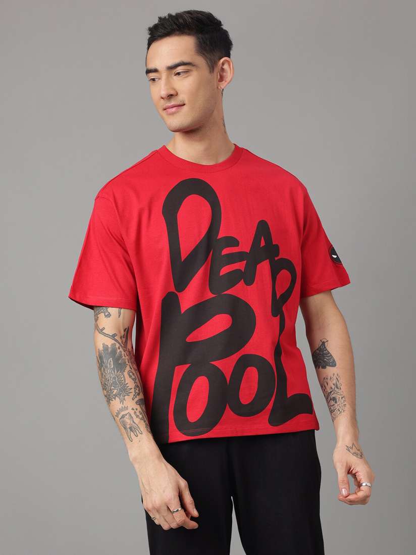 Buy Free Authority Deadpool Typography Printed Round Neck Loose Fit T shirt Tshirts for Men 24112130 Myntra