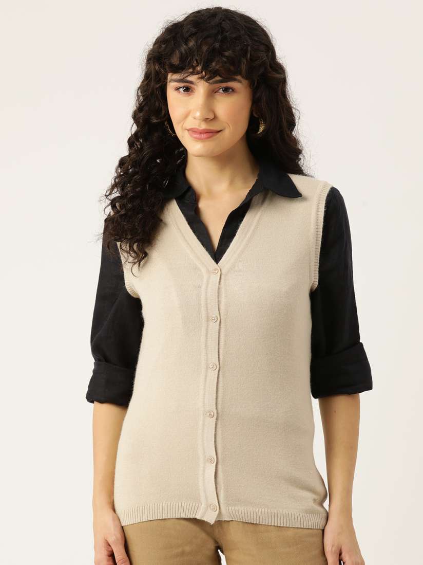 Buy Monte Carlo V Neck Sleeveless Cardigan Sweaters for Women 24115576 Myntra