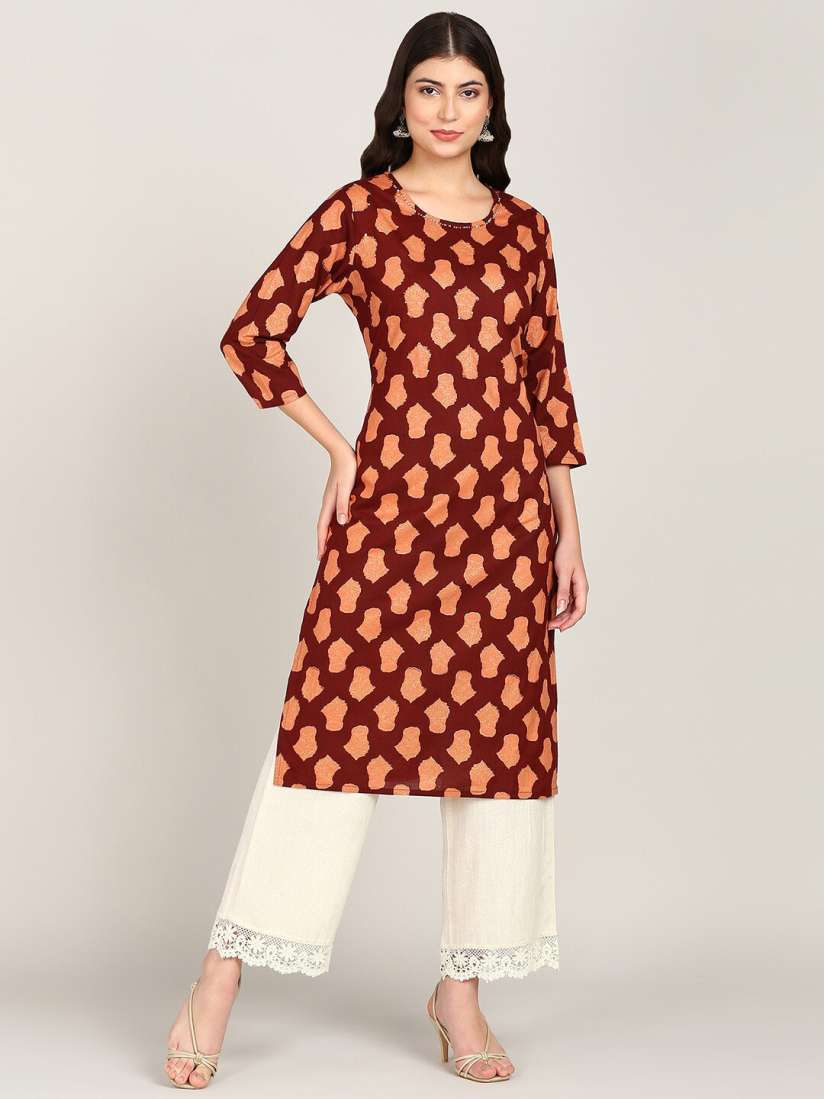 Buy HERE NOW Ethnic Motifs Printed Pure Cotton Kurta Kurtas for Women 24122174 Myntra