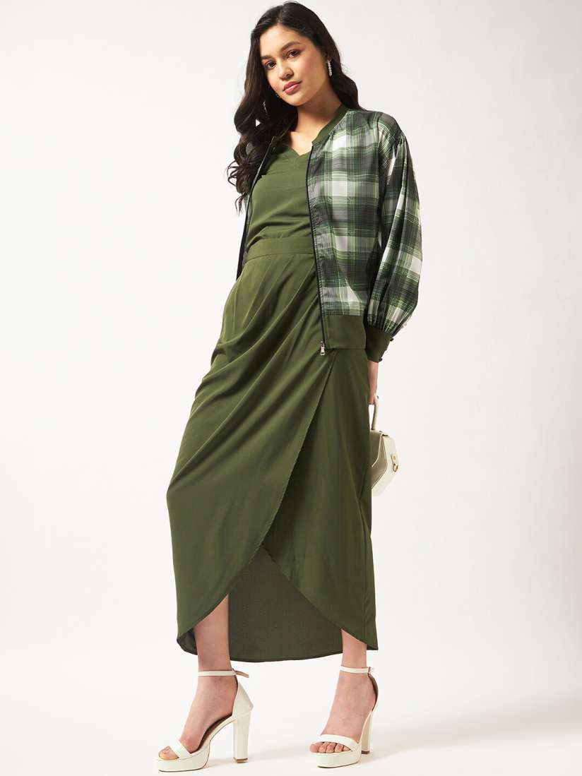 Buy Zima Leto Top Wrap Skirt With Checked Printed Loose Jacket Co Ords for Women 24122630 Myntra