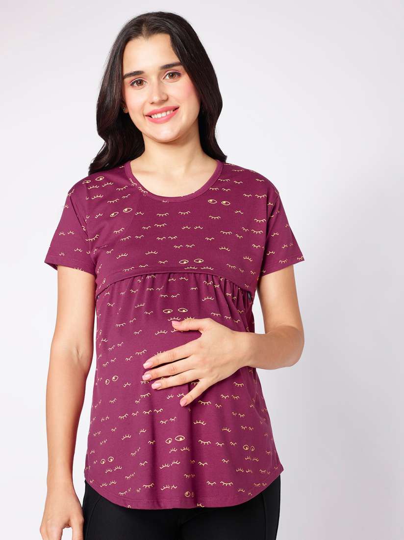 Buy beebelle Purple Abstract Printed Maternity Feeding Top Tops for Women 24123632 Myntra