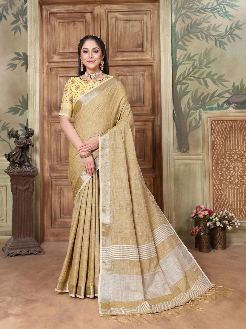 Buy Dori Mauve Zari Pure Linen Saree Sarees for Women 24126030 Myntra