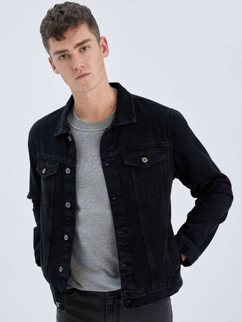 Buy DeFacto Spread Collar Denim Jacket Jackets for Men 24126492 Myntra
