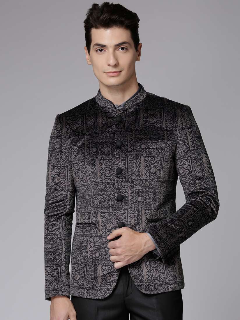 Printed bandhgala blazer new arrivals