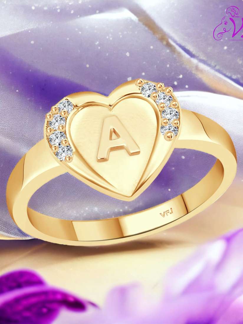 Buy Vighnaharta Gold Plated Heart Shaped Initial A Cubic Zirconia Studded Finger Ring Ring for Women 24131556 Myntra