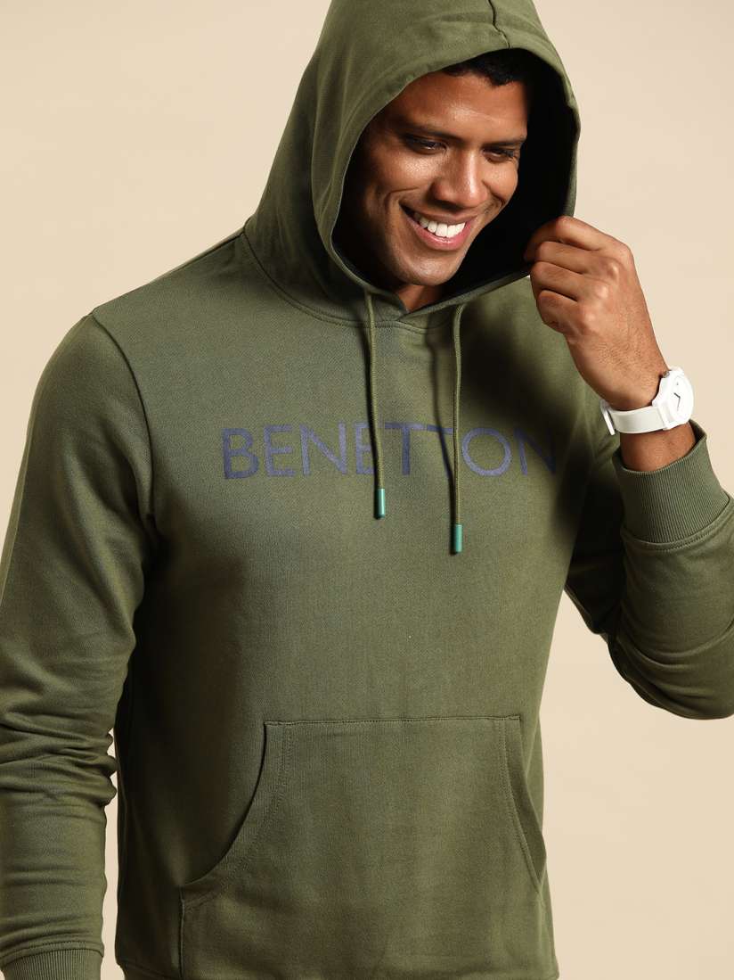 Buy United Colors of Benetton Men Pure Cotton Printed Hooded Sweatshirt Sweatshirts for Men 24132516 Myntra