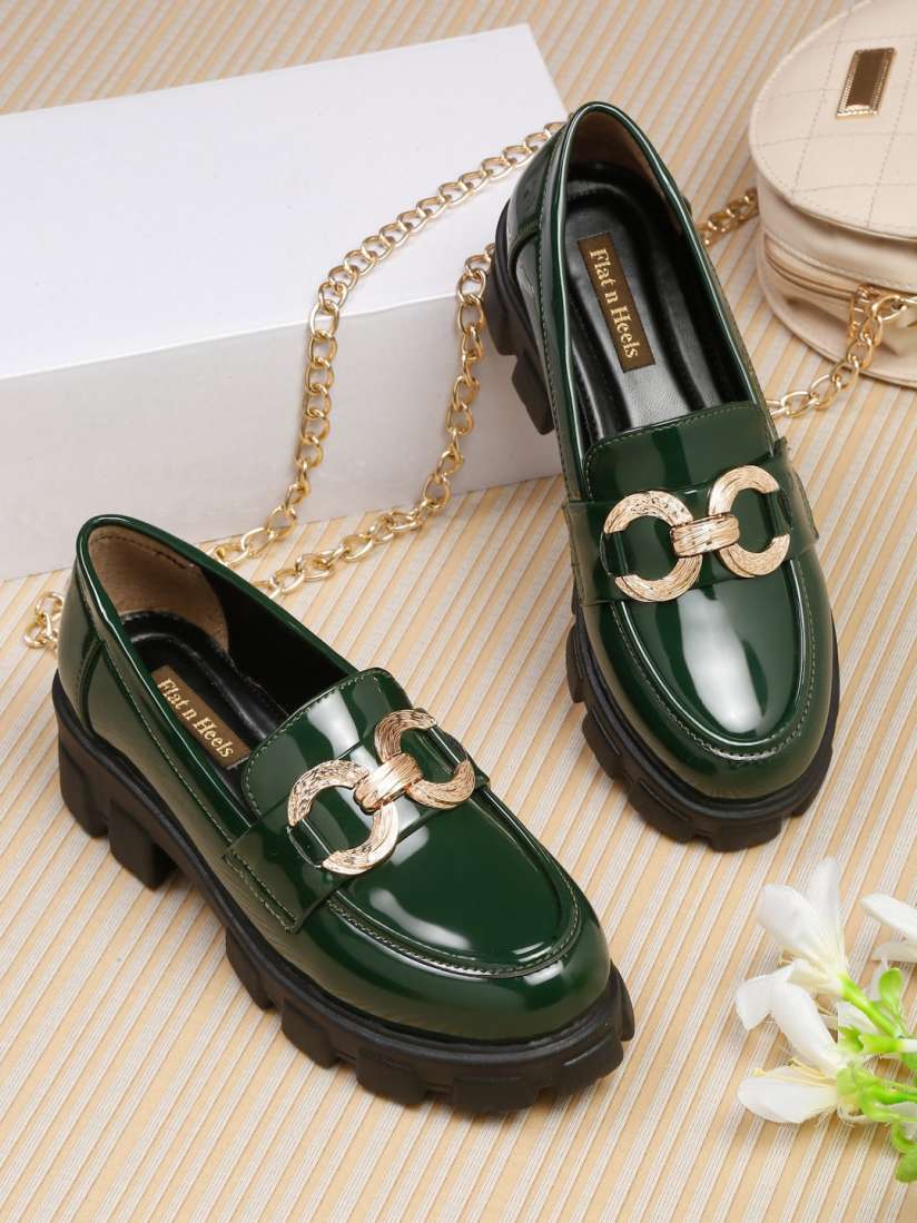 Ladies green loafers deals