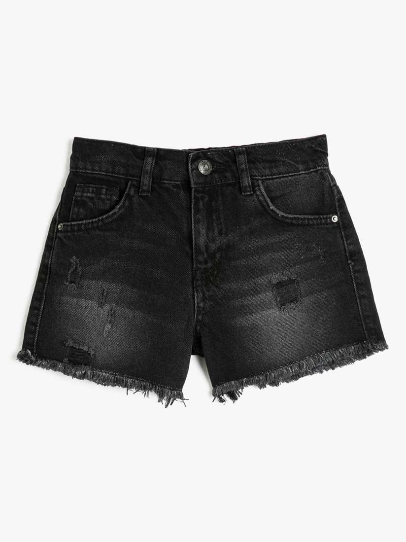 Buy Koton Girls Mid-Rise Washed Pure Cotton Denim Shorts Shorts