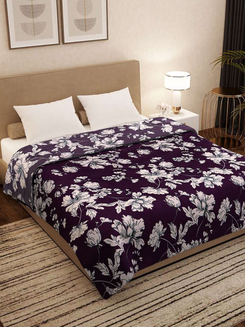 Buy Story home Purple White Floral AC Room 300 GSM Double Bed Blanket Blankets Quilts and Dohars for Unisex 24151020 Myntra