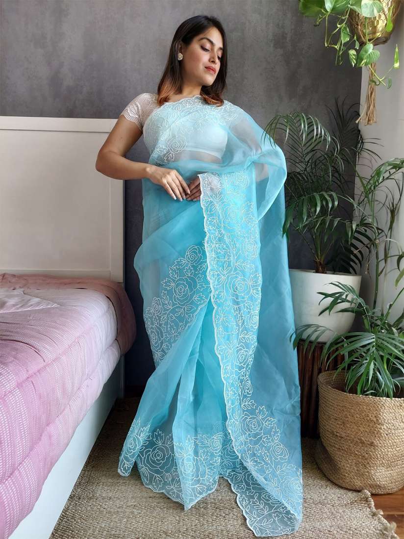 Organza saree myntra cheap