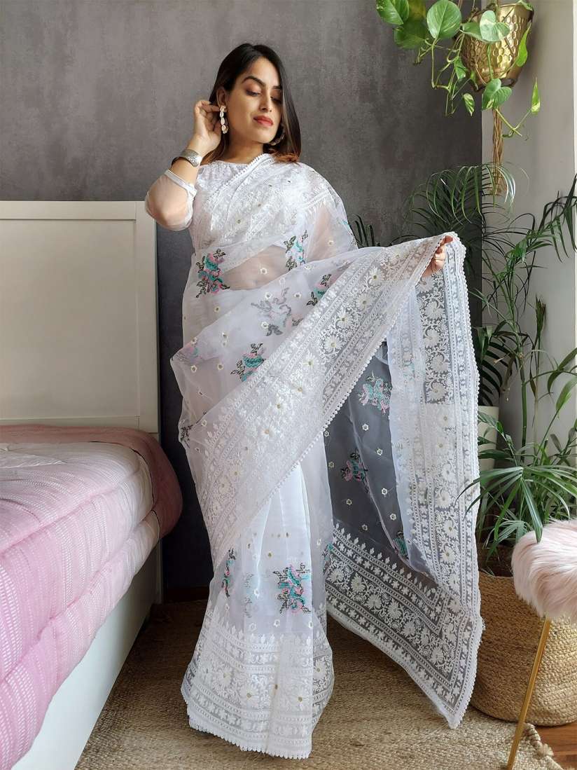 Organza saree myntra online
