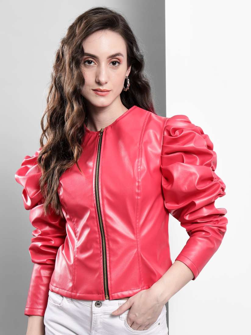 Buy BAESD Collarless Crop Biker Jacket Jackets for Women 24152014 Myntra