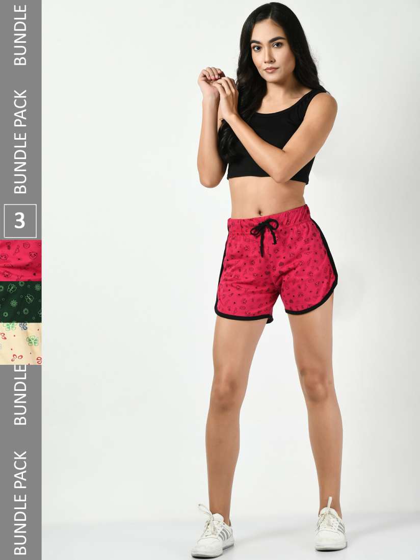 Buy BAESD Women Pack of 3 Printed Pure Cotton Hot Pants Shorts Shorts for Women 24163020 Myntra