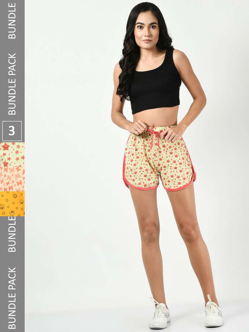 Buy BAESD Women Pack of 3 Conversational Printed Pure Cotton Hot Pants Shorts Shorts for Women 24163182 Myntra