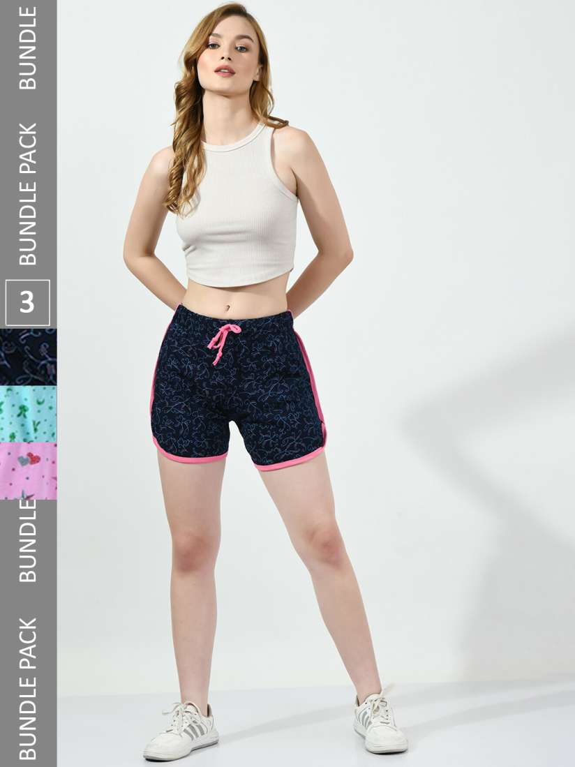 Buy BAESD Women Pack of 3 Conversational Printed Pure Cotton Hot Pants Shorts Shorts for Women 24163682 Myntra