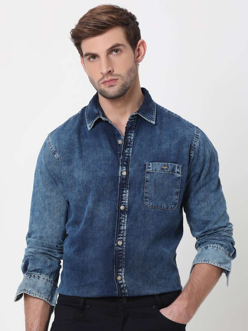 Buy Mufti Faded Slim Fit Opaque Cotton Casual Shirt Shirts for Men 24167818 Myntra