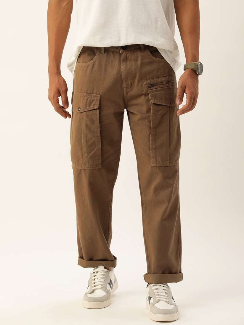 Buy Bene Kleed Men Solid Relaxed Fit Cotton Cargos Trousers Trousers for Men 24169882 Myntra