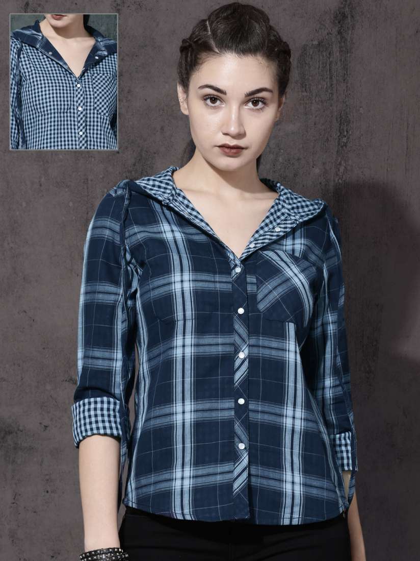 Roadster women's checkered casual reversible shirt outlet
