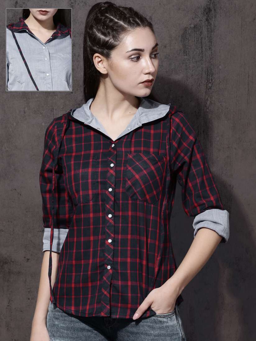 Roadster women's checkered casual shirt cheap