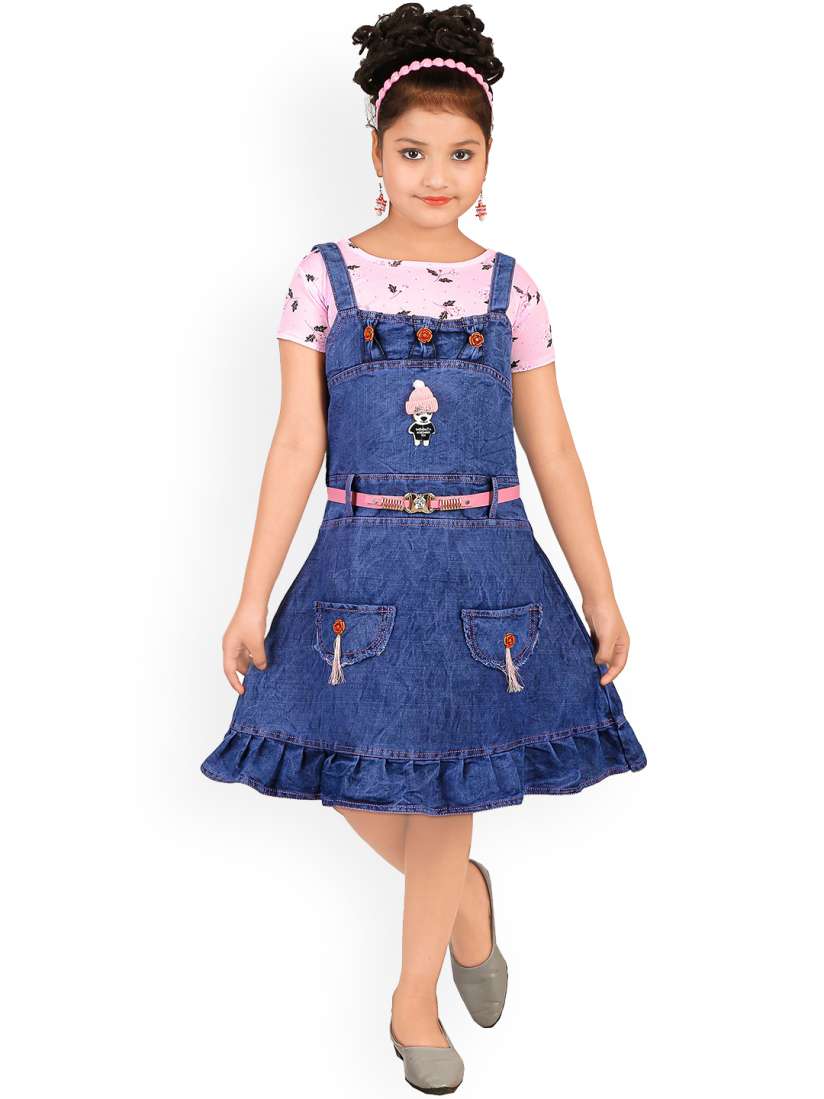 Buy BAESD Girls Self Design Dungaree Skirt With T Shirt Dungarees for Girls 24183802 Myntra