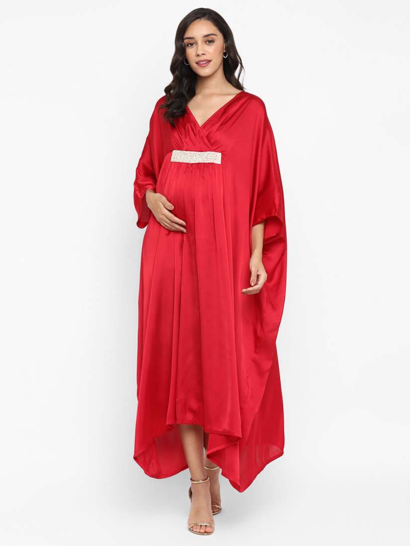 Buy Momsoon Maternity Gathered Kimono Sleeves Satin Maxi Dress Dresses for Women 24190678 Myntra