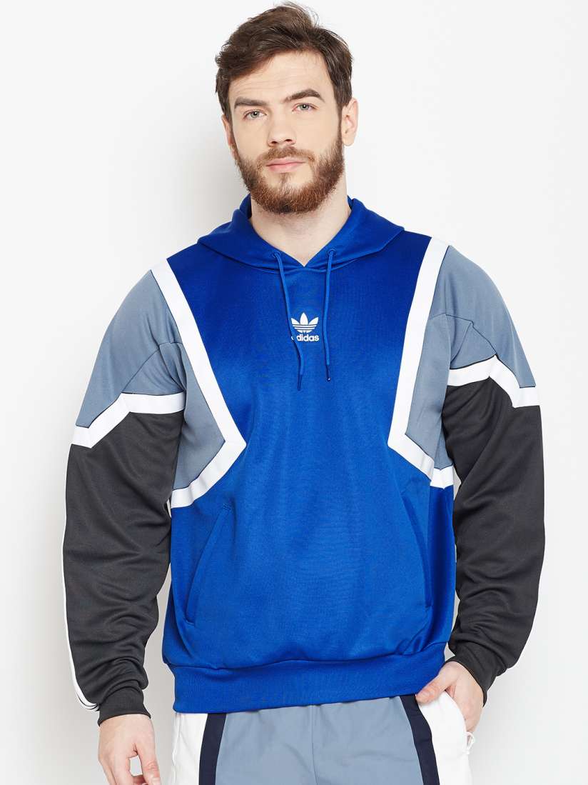 Buy ADIDAS Originals Men Blue Nova Colourblocked Hooded Sweatshirt Sweatshirts for Men 2419699 Myntra