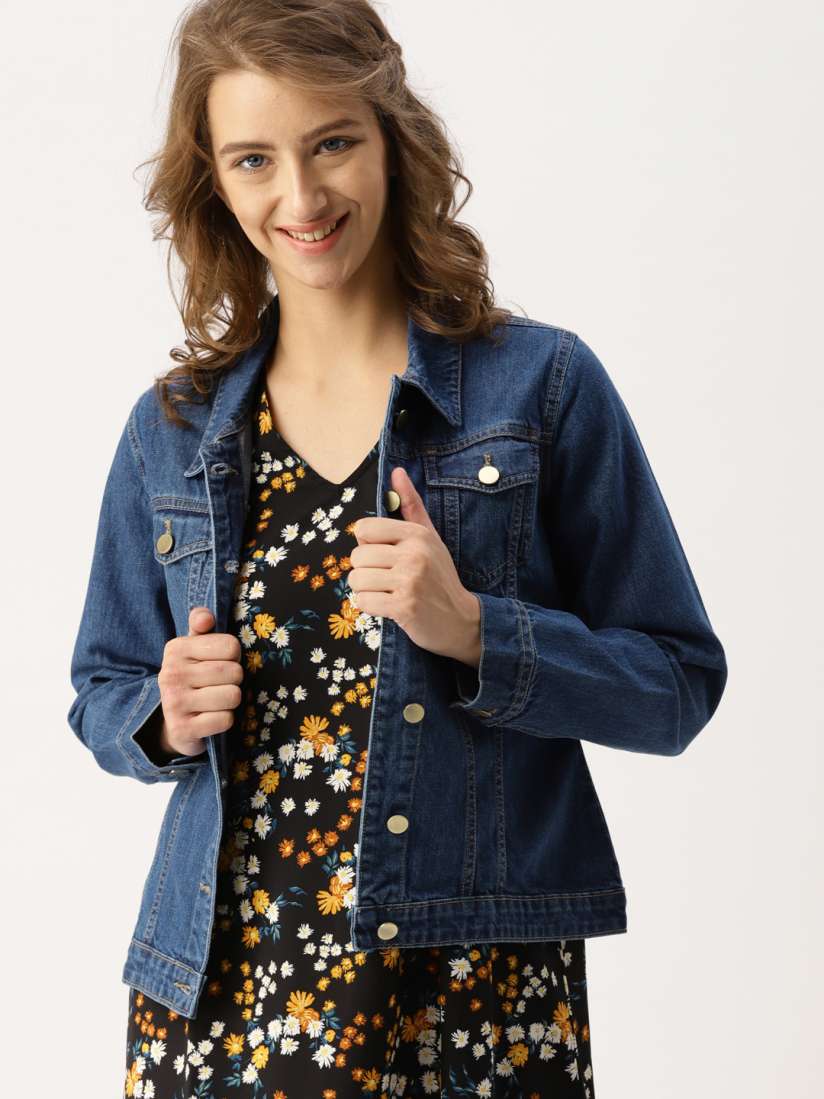 Buy DressBerry Women Blue Solid Denim Jacket Jackets for Women 2419750 Myntra