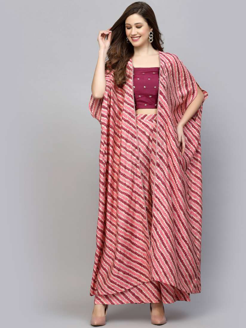 Buy Get Glamr Printed Top With Palazzo Shrug Co Ords for Women 24197944 Myntra