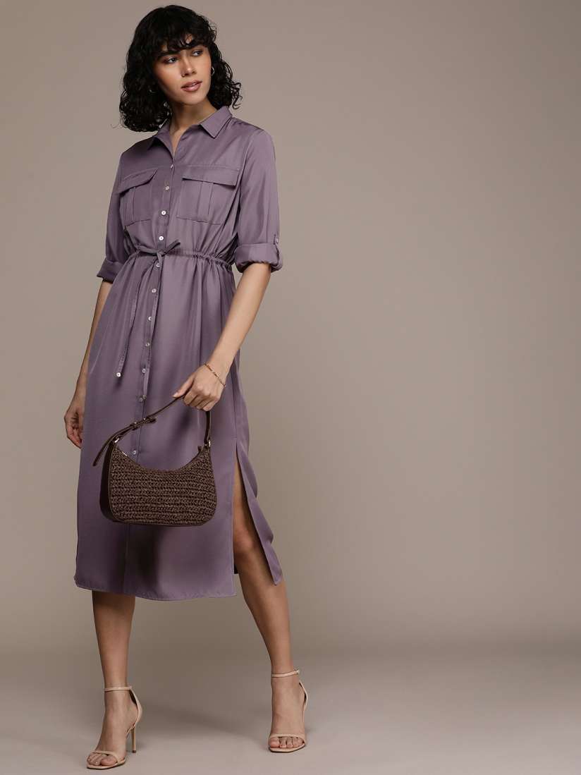 Buy French Connection Shirt Collar Solid Shirt Midi Dress Dresses for Women 24202656 Myntra