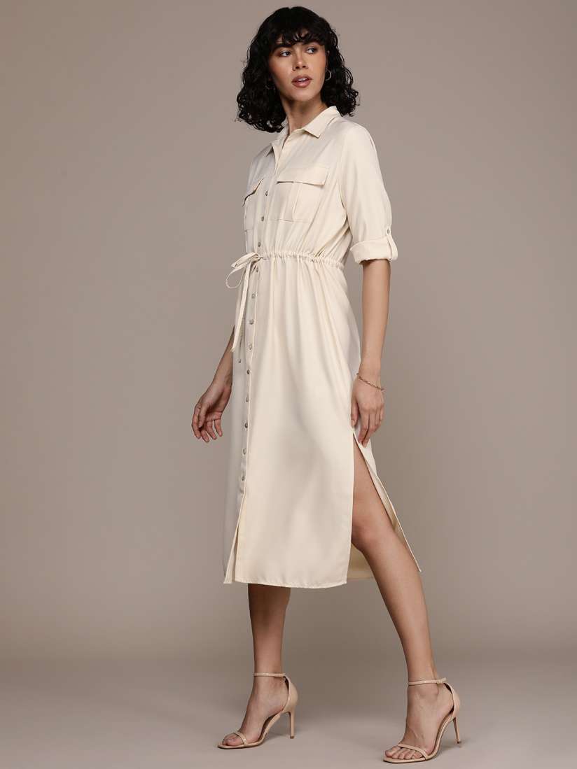 Buy French Connection Shirt Collar Solid Shirt Midi Dress Dresses for Women 24202660 Myntra