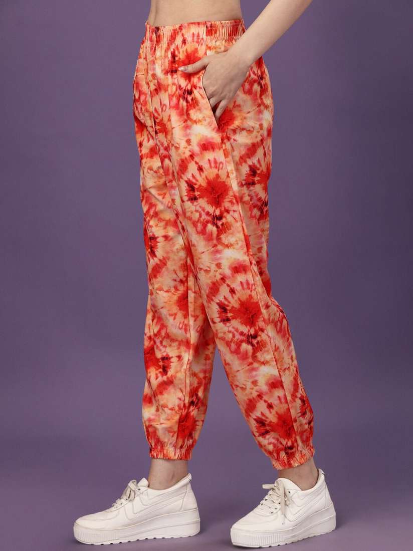 Orange tie dye joggers online