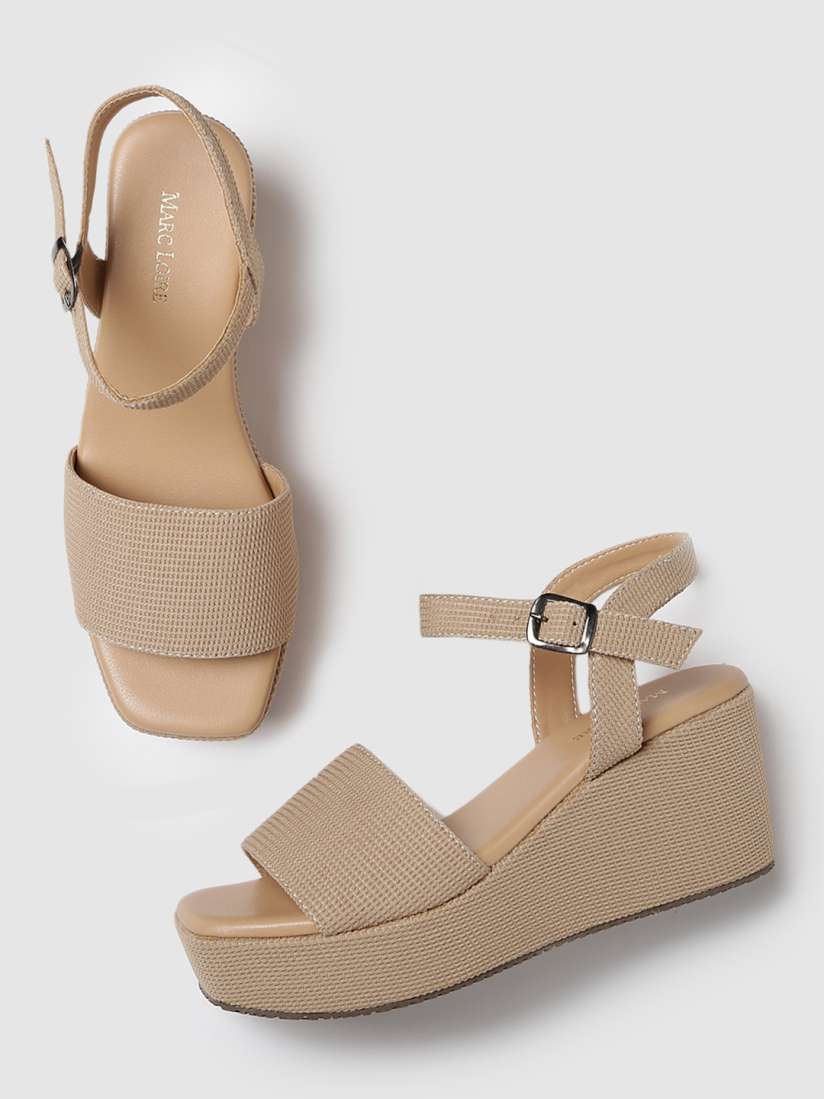 Open toe wedges with ankle strap clearance