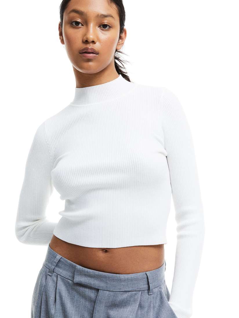 Buy H M Rib Knit Turtleneck Top Tops for Women 24221980 Myntra