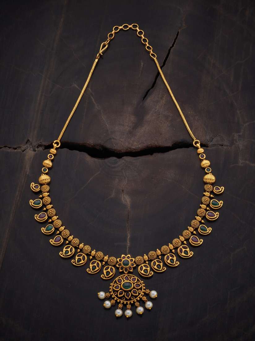 Buy Kushal s Fashion Jewellery Stone Studded Silver Antique Necklace Necklace and Chains for Women 24223158 Myntra