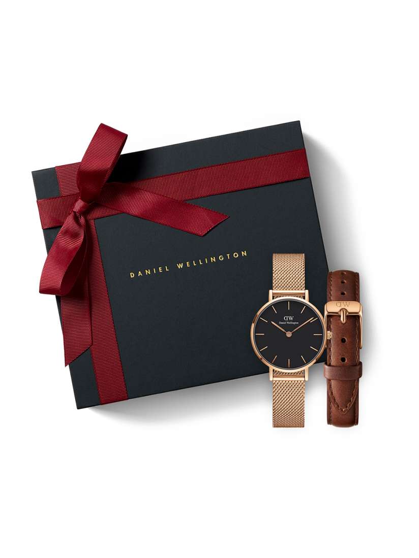 Buy Daniel wellington Women Petite Melrose Black 28mm Bristol Rose Gold Strap Watch Gift Set DW00500039 Watch Gift Set for Women 2422426 Myntra