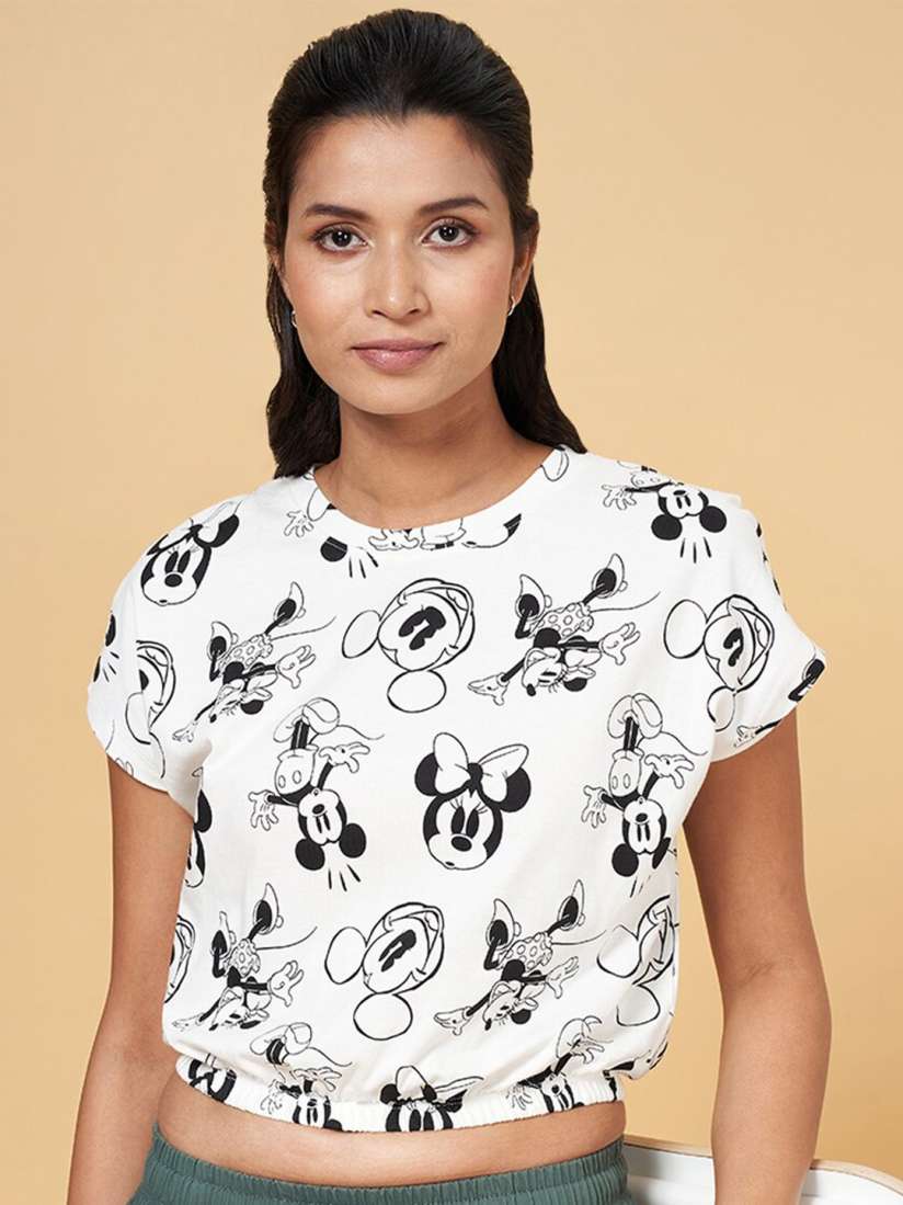 Buy Honey by Pantaloons Minnie Mouse Printed Cotton Blouson Crop Top Tops for Women 24225702 Myntra