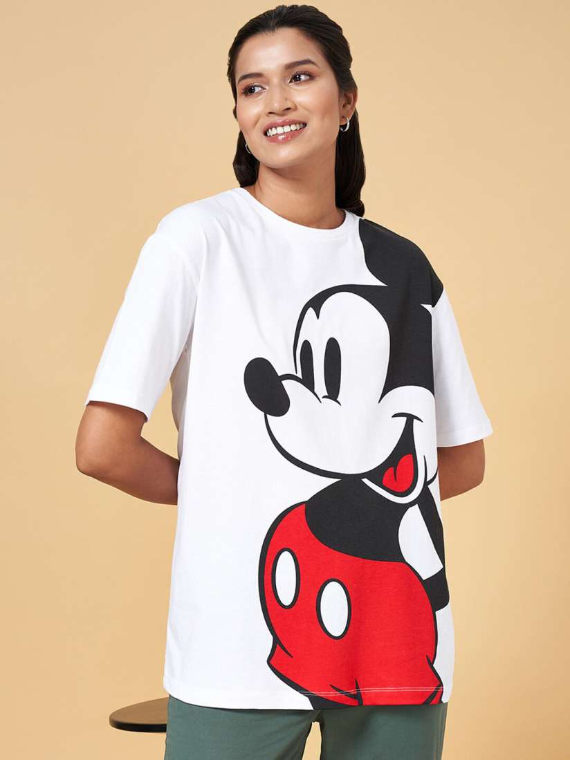Buy Honey by Pantaloons Mickey Mouse Printed Cotton T Shirt Tshirts for Women 24225706 Myntra