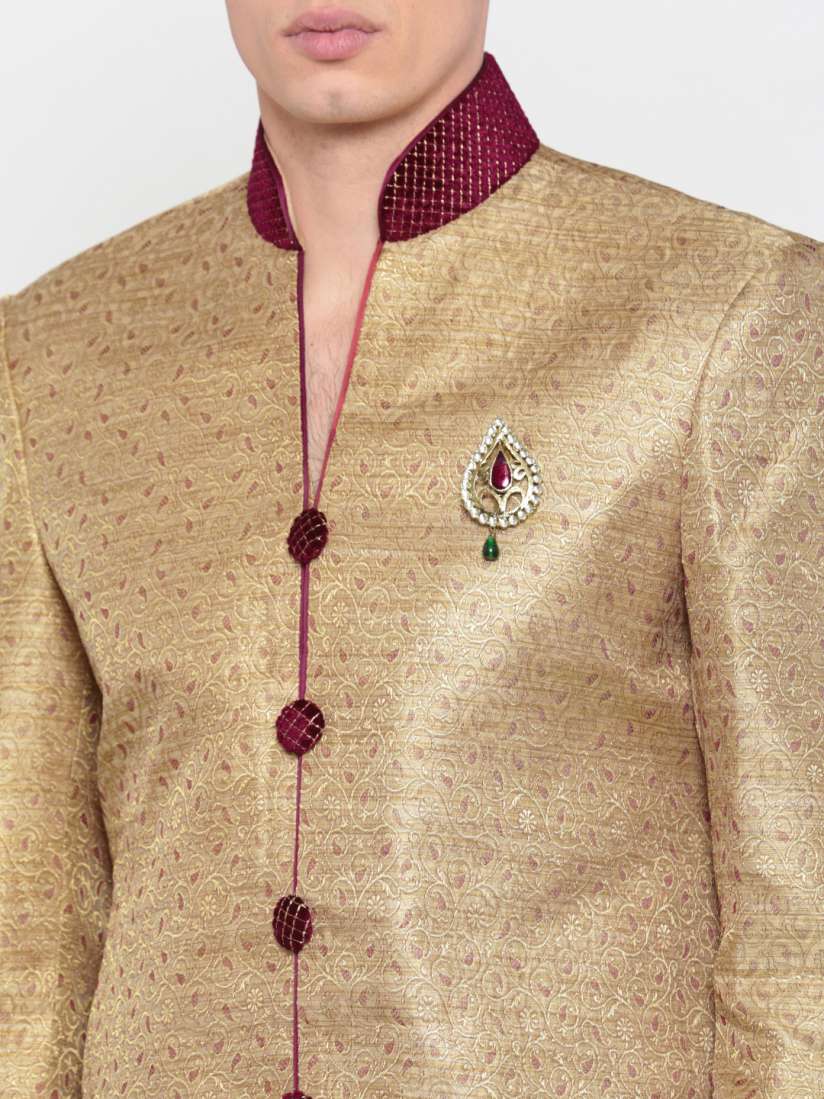 Buy Peter England Casuals Beige Brown Self Design Sherwani Sherwani for Men 2423744 Myntra