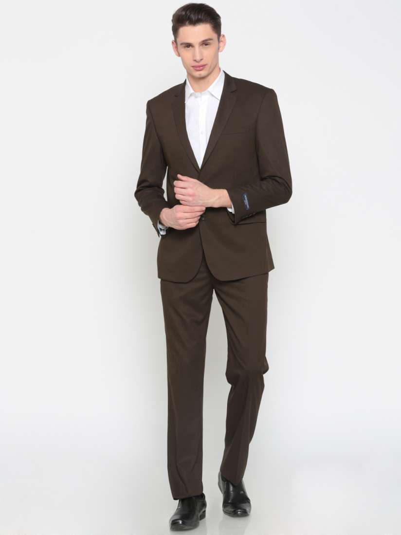 Buy Peter England Brown Slim Fit Single Breasted Formal Suit Suits for Men 2423804 Myntra