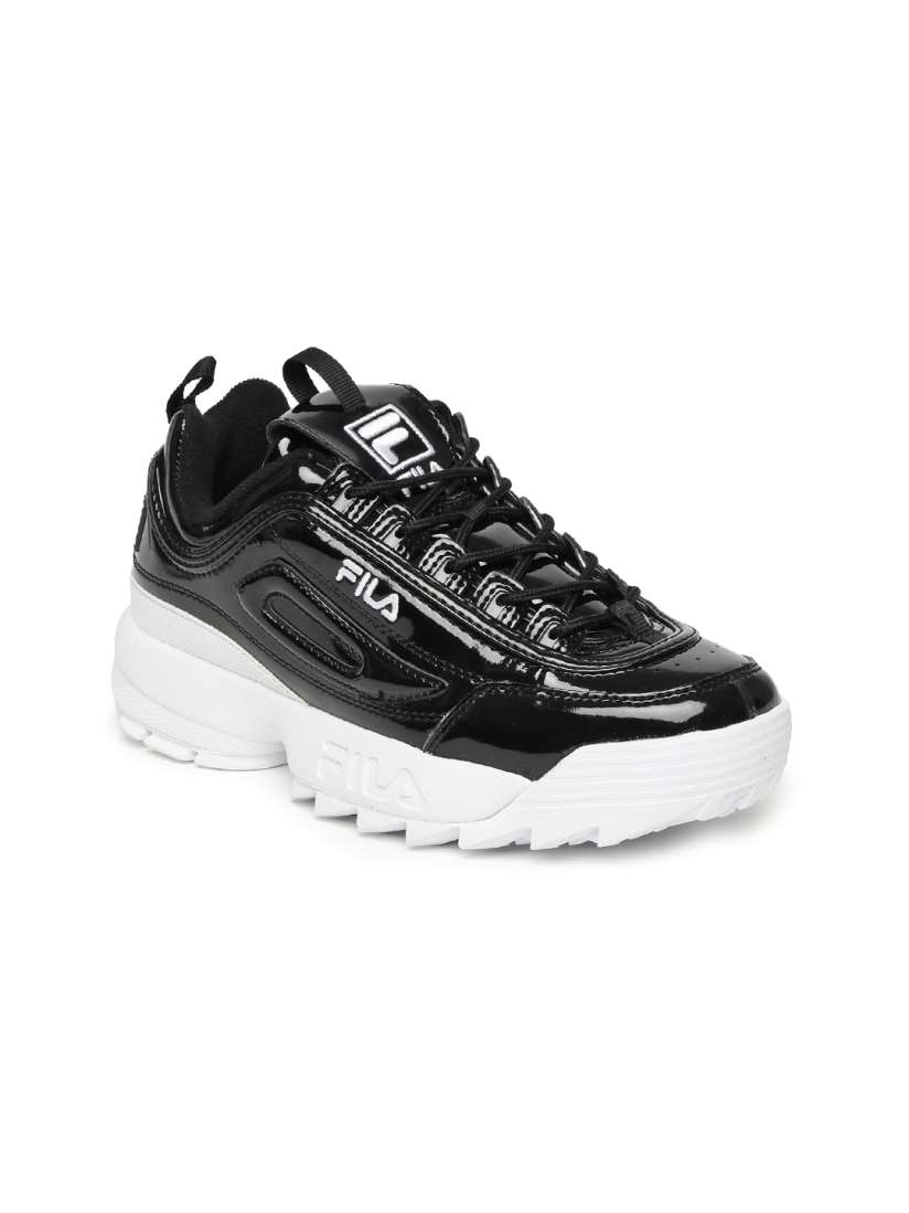 Buy FILA Women Black Solid Synthetic Leather Mid Top Sneakers Casual Shoes for Women 2424476 Myntra