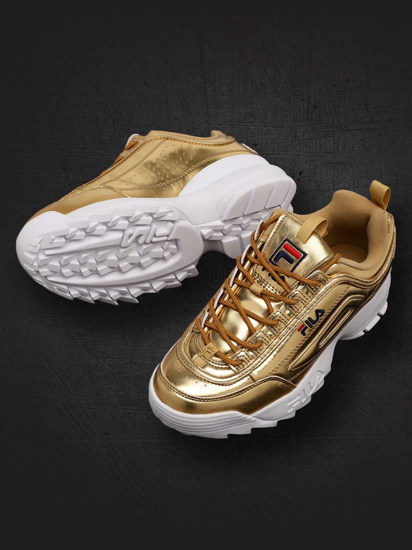 Buy FILA Women Gold Toned Solid Synthetic Leather Mid Top Sneakers Casual Shoes for Women 2424477 Myntra