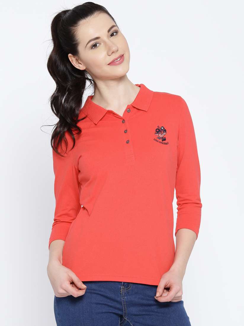 Buy Jockey Women Red Solid Polo Collar T shirt Tshirts for Women 2424809 Myntra